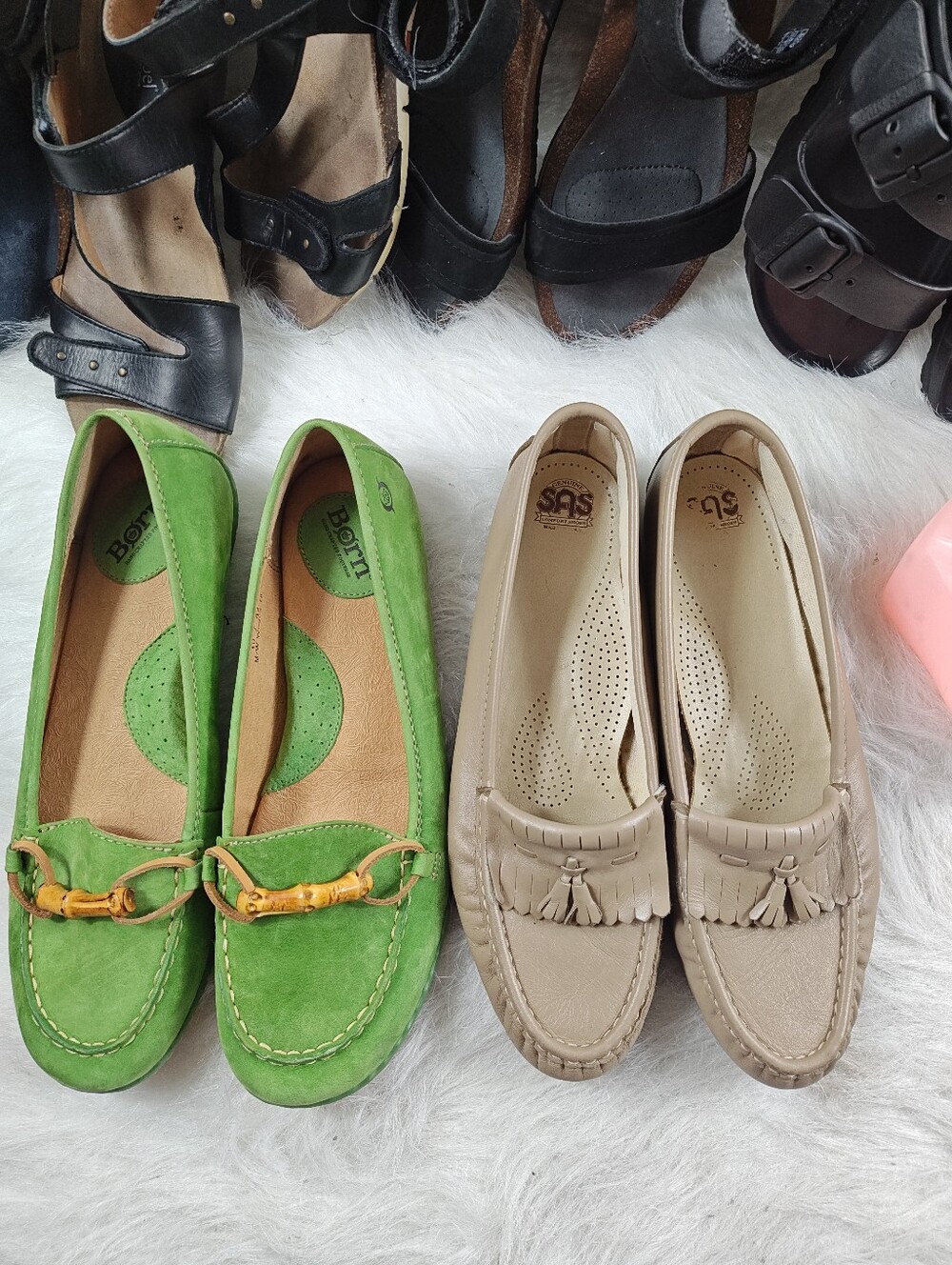 SAS Genuine Tan  Shoes + Born Patent Green Leather Shoes Bundle  Women's Size 10